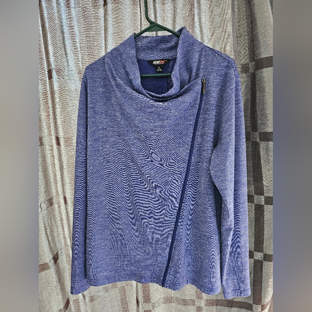 Gander Mountain Asymmetrical Zip Women's Jacket Cowel Neck, Purple, Size XL